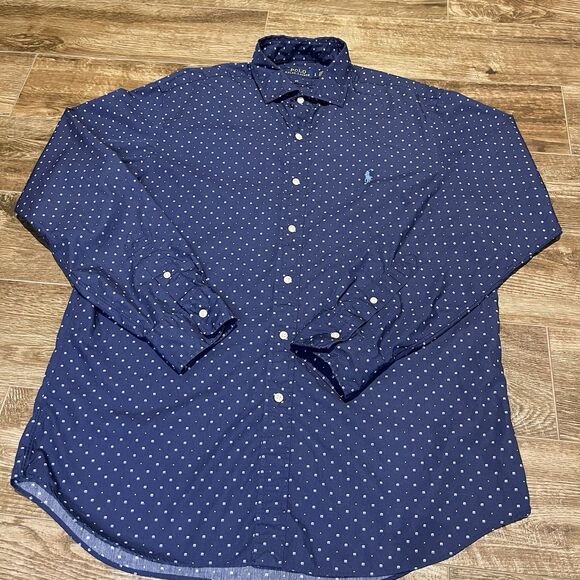 Polo Ralph Lauren Shirt Mens Large Long Sleeve Button Down Geometric Print Pony - Picture 2 of 8